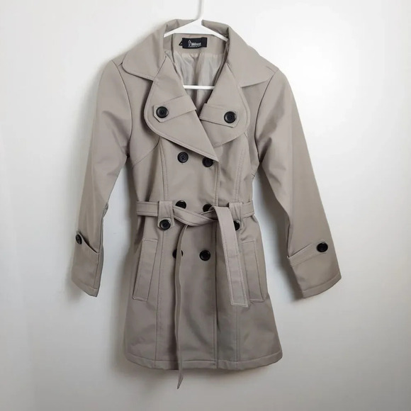 Milvus Jackets & Blazers - Milvus Taupe Button Down Belted Dressy Outdoor Winter Trench Pea Coat Size XL